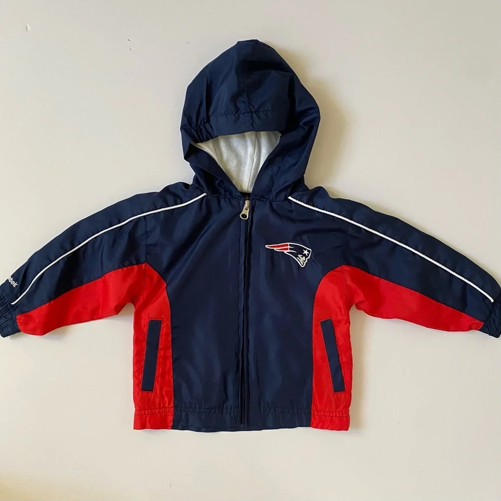 New England Patriots Jacket Size 2T Reebok 24 Months Lined Full Zip Football EUC